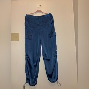 Aqua Blue Track Pants with Elastic Waistband